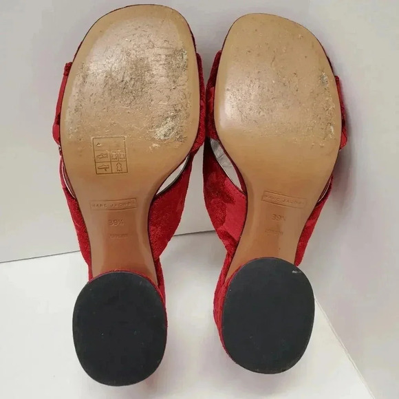 Marc Jacob EMBELLISHED VELVET-DAMASK MULES IN RED Size 39.5 - Picture 10 of 11